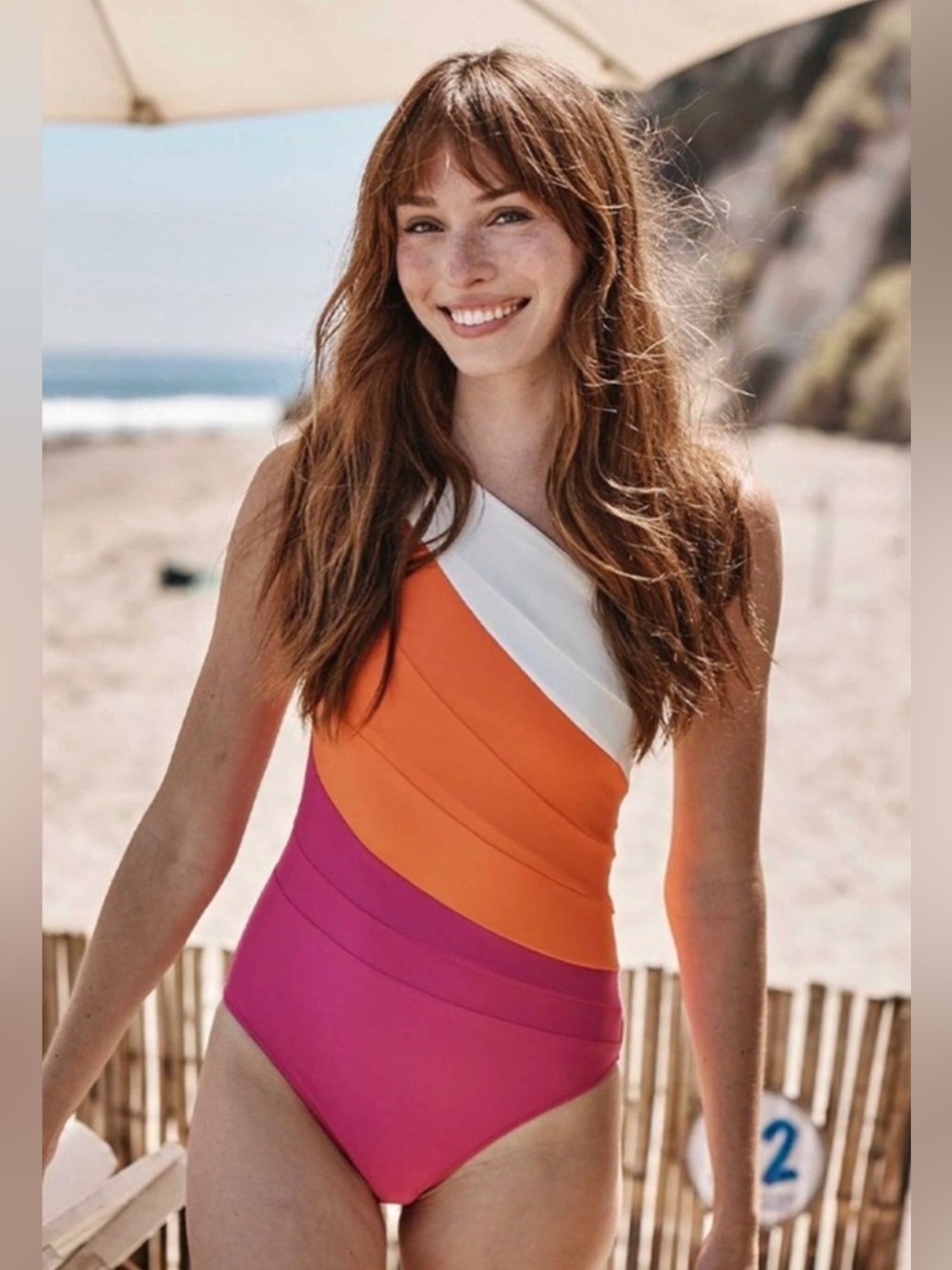 Summersalt Colorblock Sidestroke One Piece Swimsuit 14 Bathingsuit Pink Orange - Picture 2 of 15